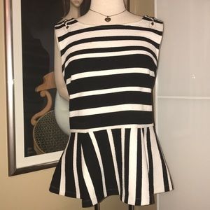 Anthropologie striped peplum top, size Large